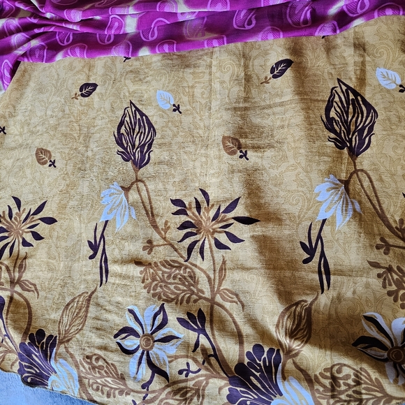 Silk Sari Wrap Skirt, TEA length, regular one size fits most. Pink, beige, gold - Picture 5 of 7